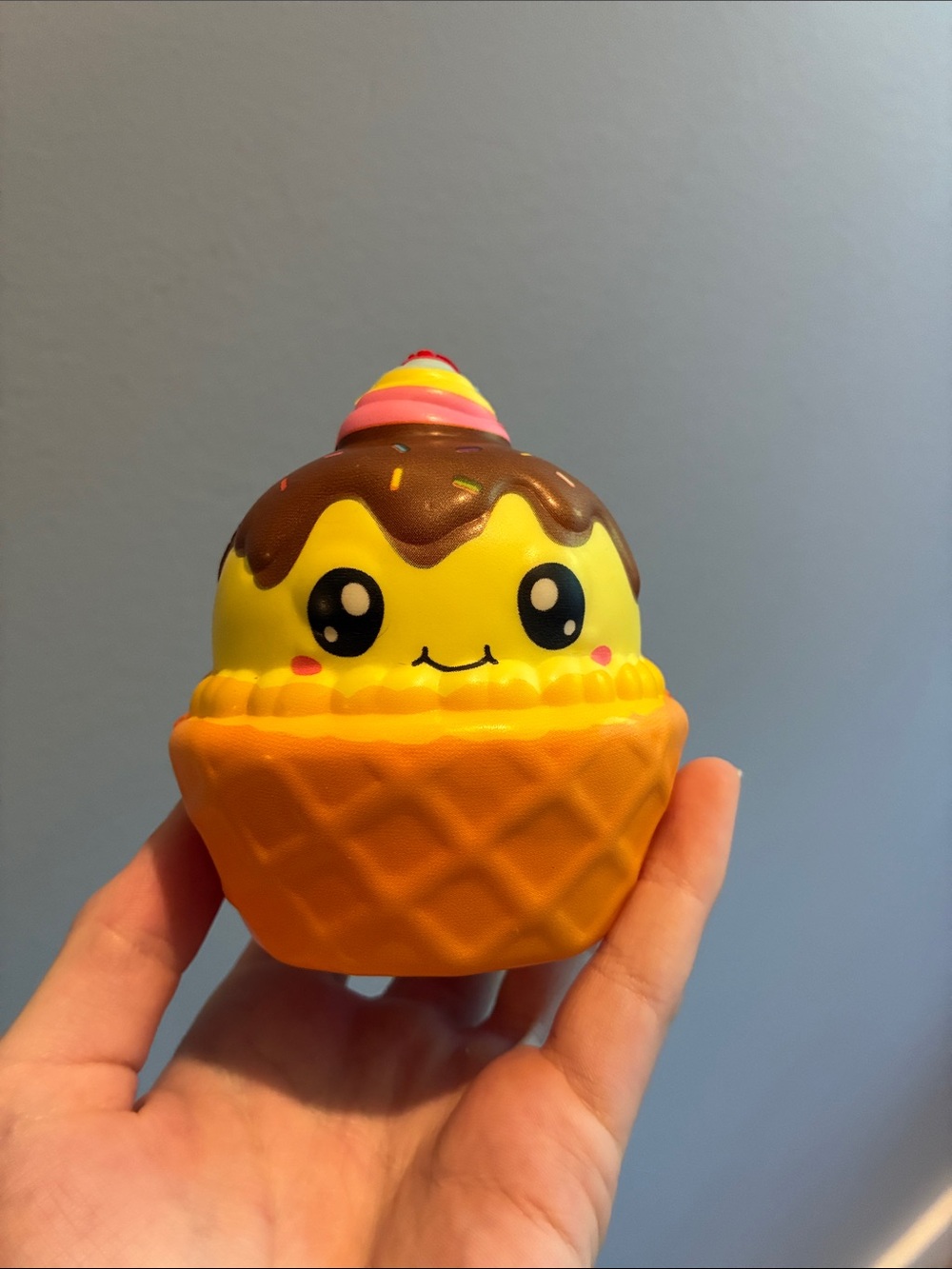 Yellow Ice Cream Cone foam Squishy Toy - Cute Scoop Stress Reliever